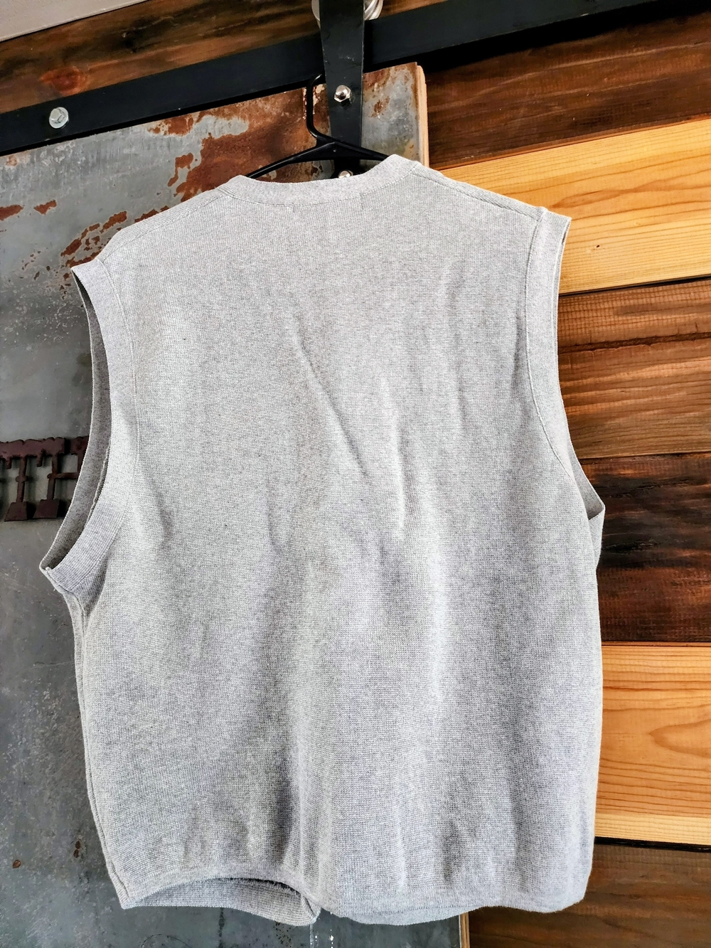 Men's Gray 100 % Cotton V-Neck Button Vest - Picture 3 of 5